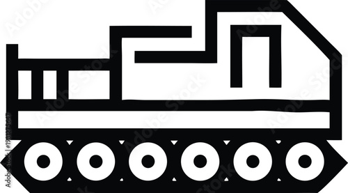 Heavy duty tracked military vehicle or tank outline for defense concepts