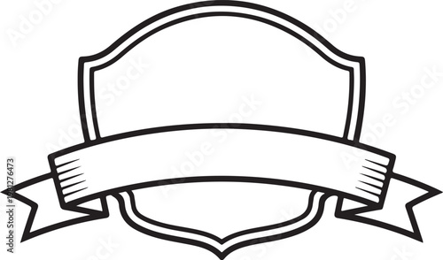 Vector art of blank shield with ribbon banner