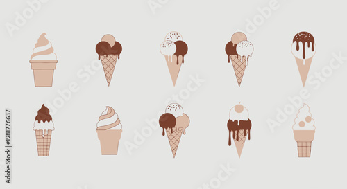 Variety of Ice Cream Cones Displayed.