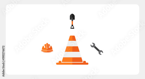 Construction site warning orange safety signs.