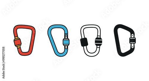Carabiners Line art vector clean color shapes