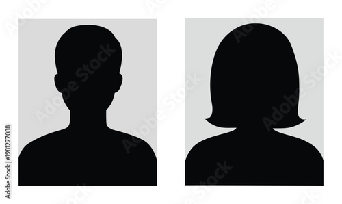 Man and woman Default avatar profile icon. Gray Avatar Icons Representing Male And Female Profiles.
