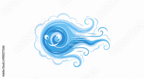Blue swirling wave design element.