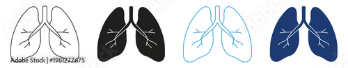 Medical lungs icon set  vector illustration .