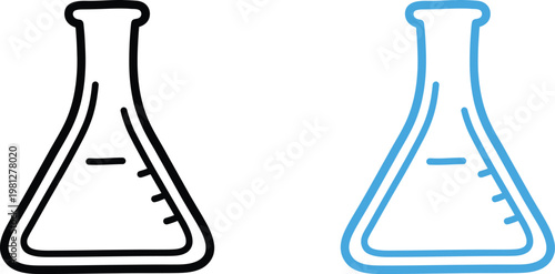 Erlenmeyer flask illustration a comparative study of line art and color outlines