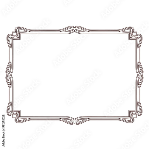 A sophisticated rectangular frame with ornate art nouveau style borders for decoration.