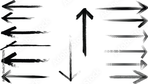 Hand Drawn Arrows Set Left Right Up Down Brush Style Arrows Collection