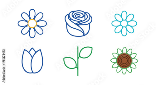 Crochet Flower Line art vector modern abstract