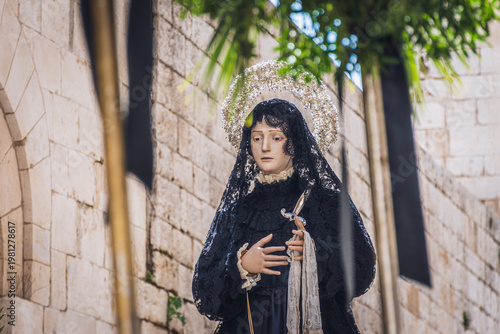 Canvas Print Statue of Madonna Addolorata (Our Lady of Sorrows) during the Procession of the