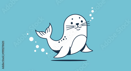Cartoon Seal Character Illustration.