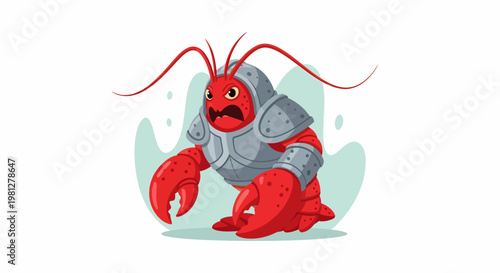 Cartoon Lobster in Space Suit Illustration.