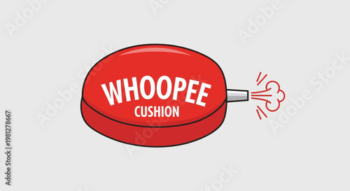 Classic Red Whoopee Cushion Prank Illustration