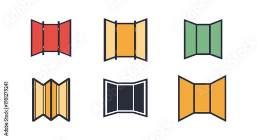Folding Screen Line art vector minimal colorful pattern
