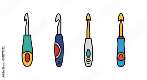 Crochet Hook Icon Line art simple shapes illustration