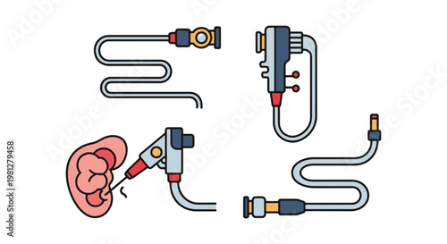 Endoscope Line art vector set clean minimal shapes