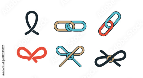 Crochet Loop Line art vector clean abstract colorful