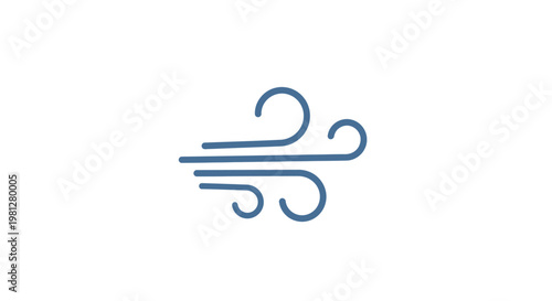 Minimalist graphic depiction of wind or air movement on a white background