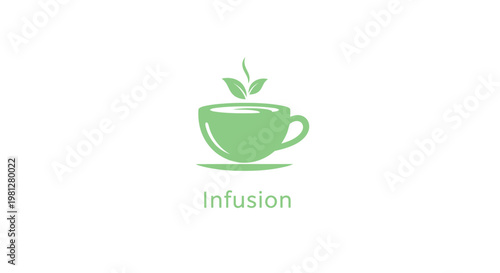 Minimalist Green Tea Infusion Logo Representing Relaxation and Herbal Beverages