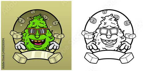 Butter Flavor with Weed Mascot Cartoon. Weed Design For Logo, Label and Packaging Product.