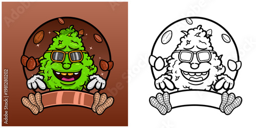 Nutty Flavor with Weed Mascot Cartoon. Weed Design For Logo, Label and Packaging Product.