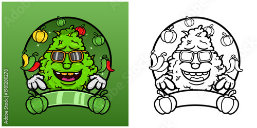 Pepper Flavor with Weed Mascot Cartoon. Weed Design For Logo, Label and Packaging Product.