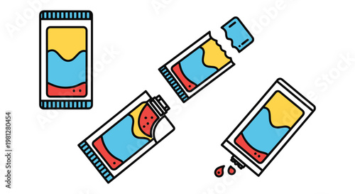 Energy Gel Pack Line art clean abstract pattern illustration