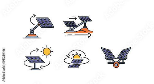 Solar Tracking System Line art minimal pattern abstract vector