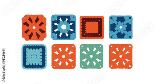 Crochet Square Line art vector modern abstract