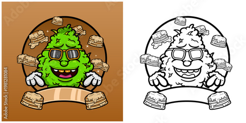 Pancake Flavor with Weed Mascot Cartoon. Weed Design For Logo, Label and Packaging Product.