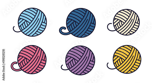 Crochet Yarn Ball Line art abstract clean minimal vector