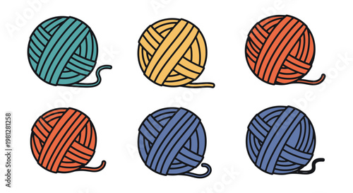 Crochet Yarn Ball Line art modern abstract vector
