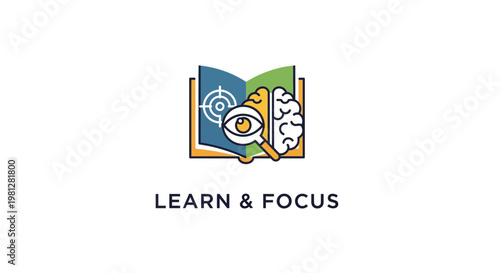 Illustration depicting learning and focus, combined with brain and vision concept to convey