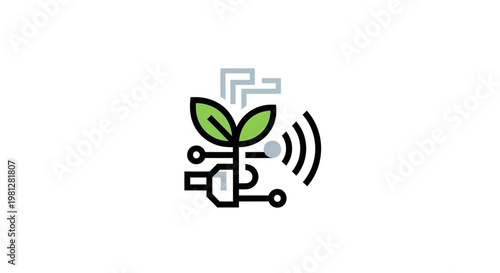 Illustration depicting the integration of nature, technology, and connectivity through an icon