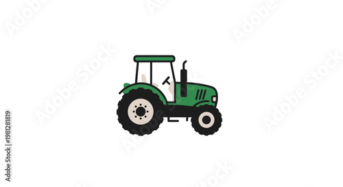 Illustration of a Green Tractor on White Background Suitable for Agricultural Concepts