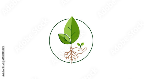 Illustration of Growth and Sustainability Symbolizing Nature and Environmental Protection