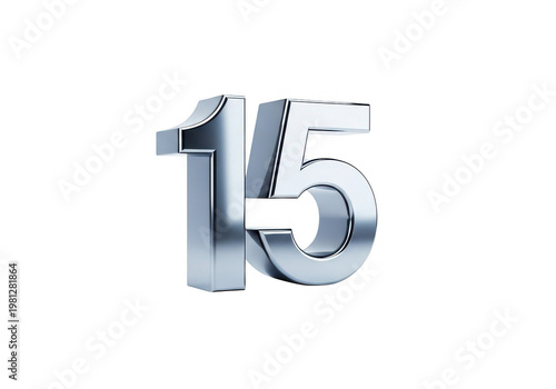 A polished metallic number fifteen is prominently displayed offering versatility on transparent background