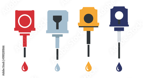 Engine oil dipstick Line art colorful abstract modern vector