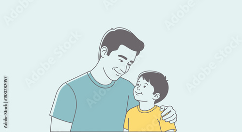 Happy father and son enjoying a loving moment together
