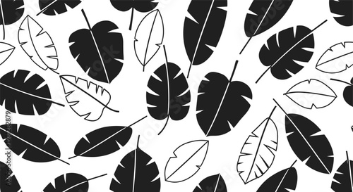 Elegant tropical leaf pattern a seamless black and white design for backgrounds and textures