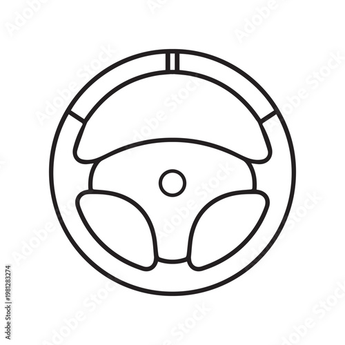 Driver steering wheel line icon, transport worker outline symbol, driving job concept, international workers day, labour day theme, minimal black vector illustration.