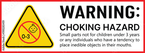 Choking Hazard Warning Sign for Small Parts Safety Label for Children Under 3 Years