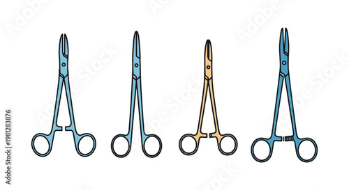 Forceps Line art vector set abstract modern graphic