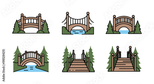 Forest Bridge Line art vector creative abstract simple