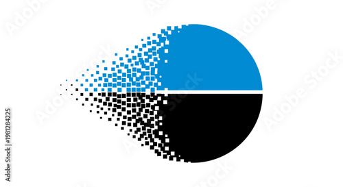 Abstract illustration of a fragmented sphere, digital transformation, and modern design