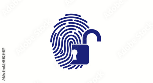 Fingerprint unlock concept showcasing identity verification and data security with an open lock