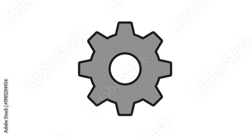 Gear graphic representing industry, technology, or mechanical components on white background