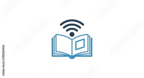 Iconic representation of online learning and digital information access and connectivity