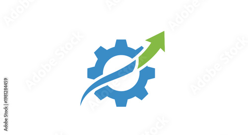 Gear with Upward Arrow Symbolizing Technological Advancement and Growth