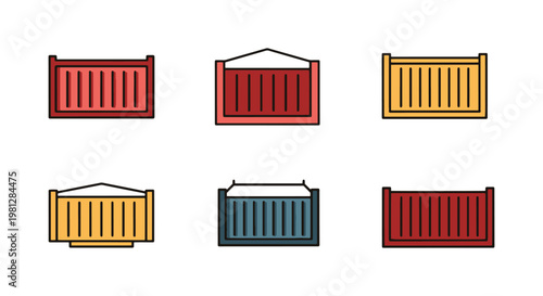 Freight Container Line art modern abstract simple vector