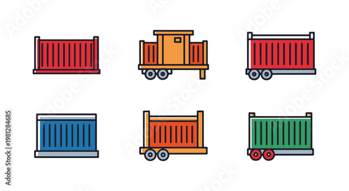 Freight Container Line art minimal clean shapes illustration